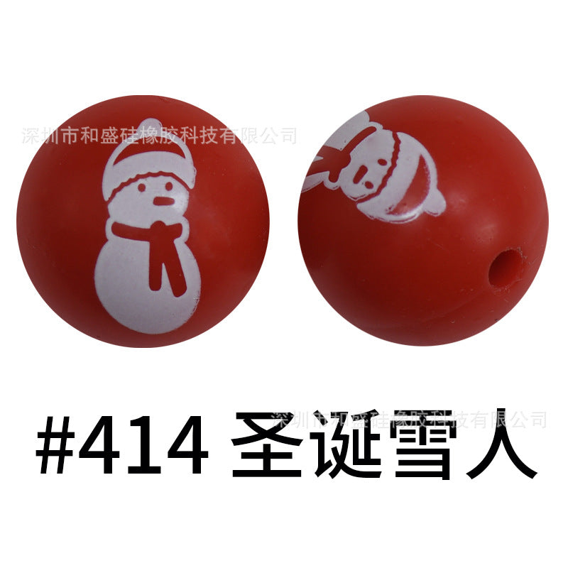 Wholesale 50pcs 16mm Print Silicone Beads Colorful Silicone Water Transfer Beads